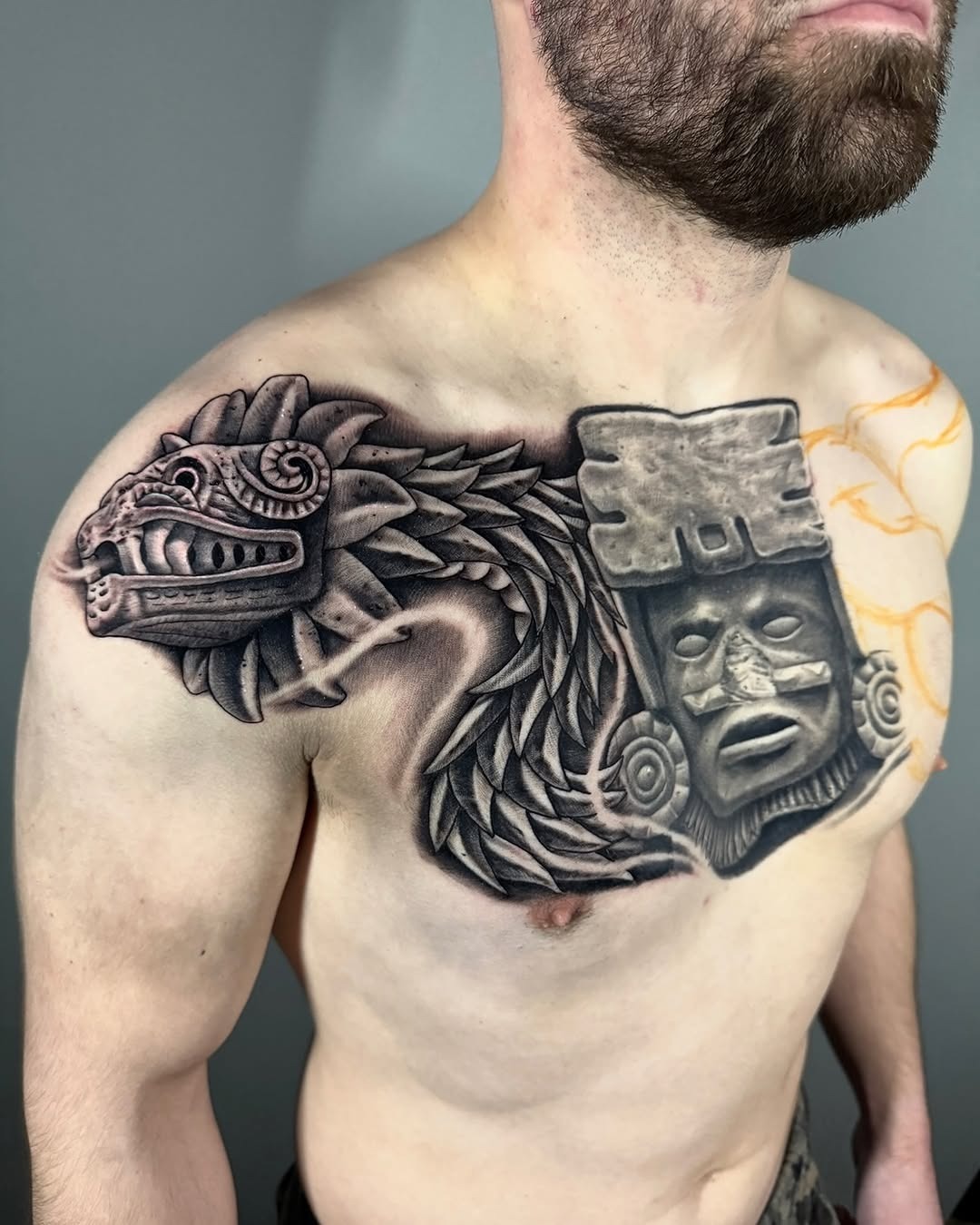 Stunning Quetzalcoatl and Deity Chest Piece
