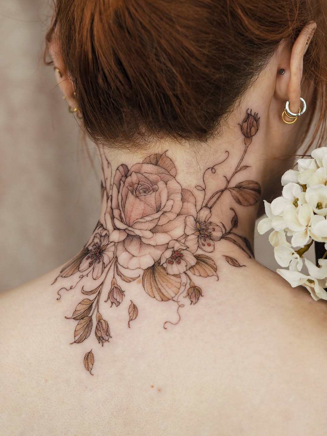 Intricate Floral Neck Art
