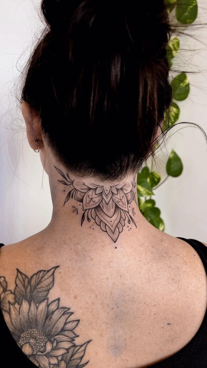 Intricate Mandala Nape Tattoo