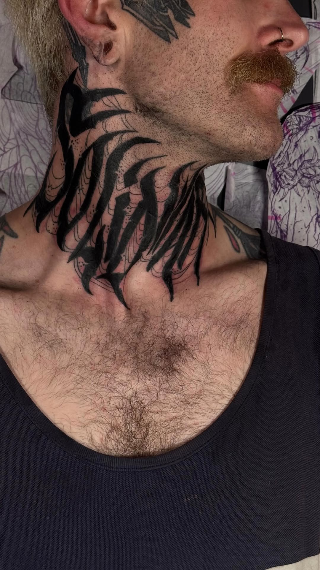 Bold Script Neck Tattoo