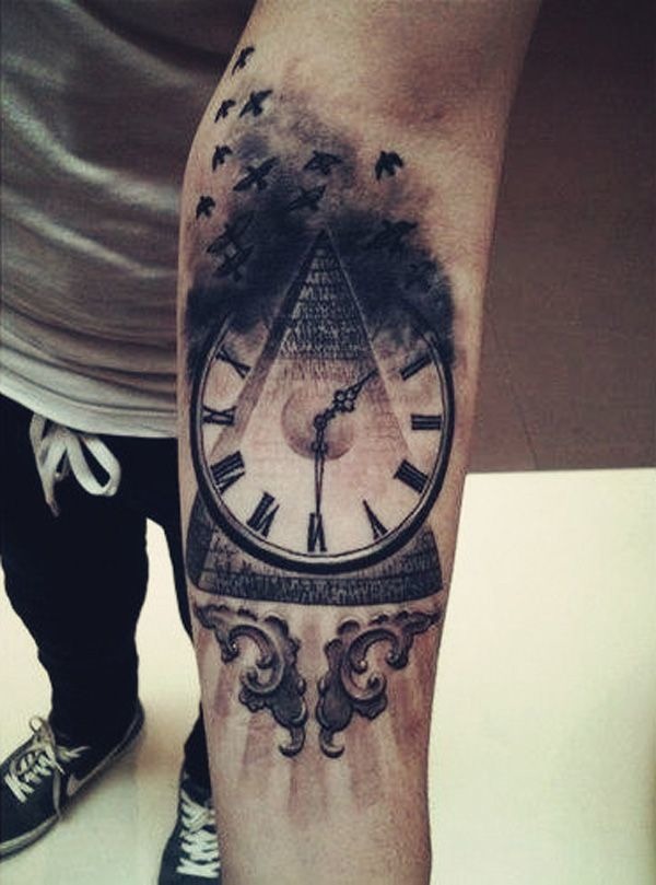 Surreal Clock and Pyramid Sleeve Design