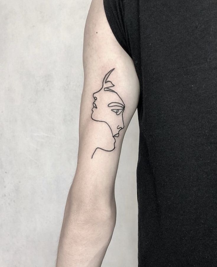 Fine Line Abstract Face Tattoo
