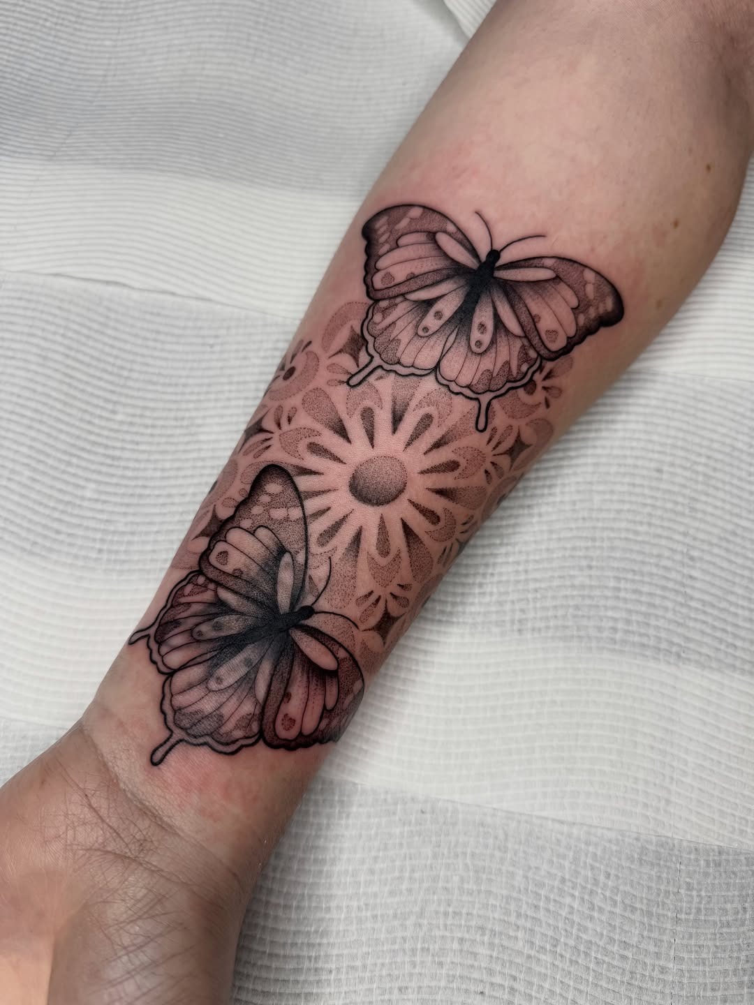Intricate Butterfly Forearm Art