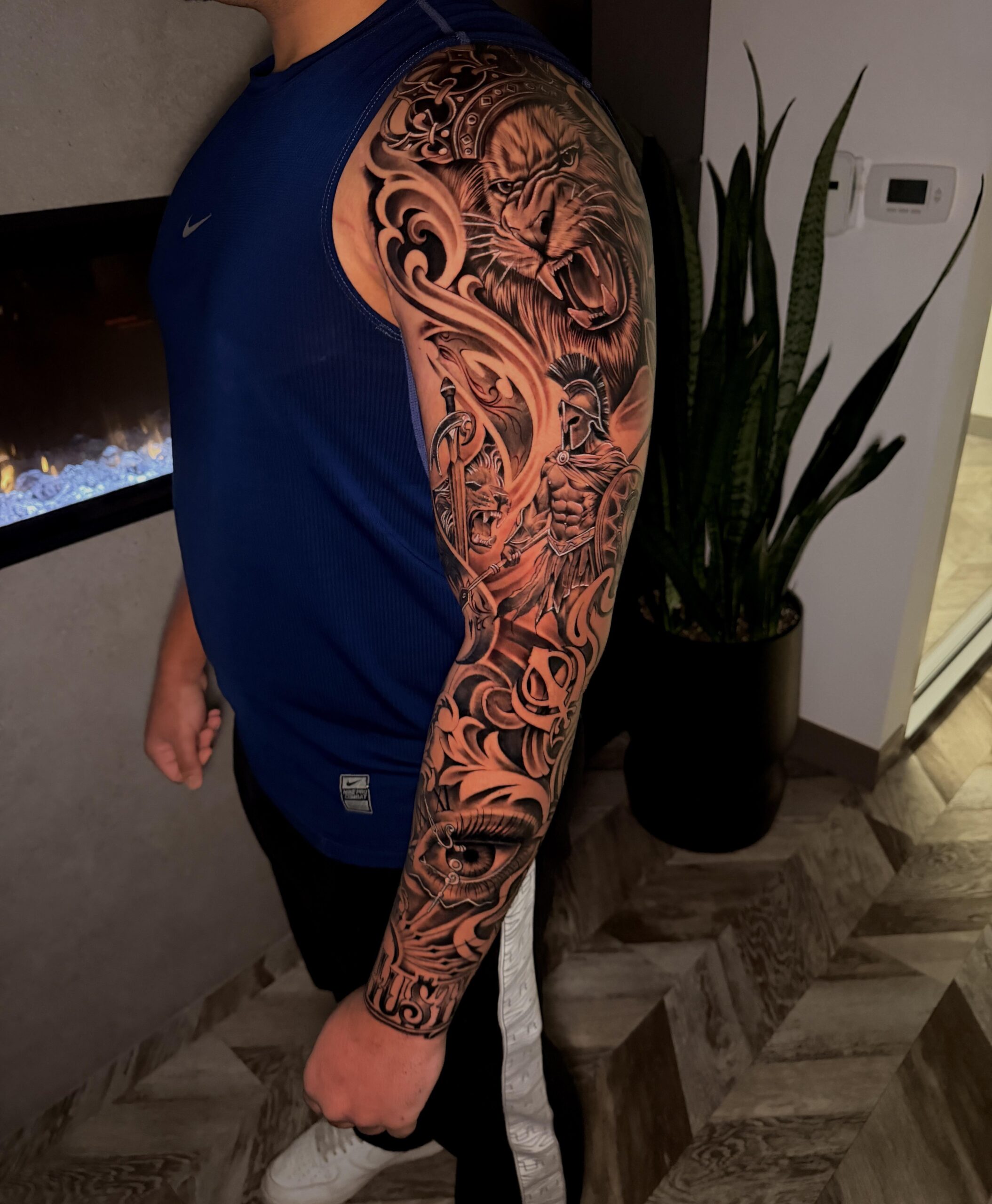 Detailed warrior full sleeve inspiration