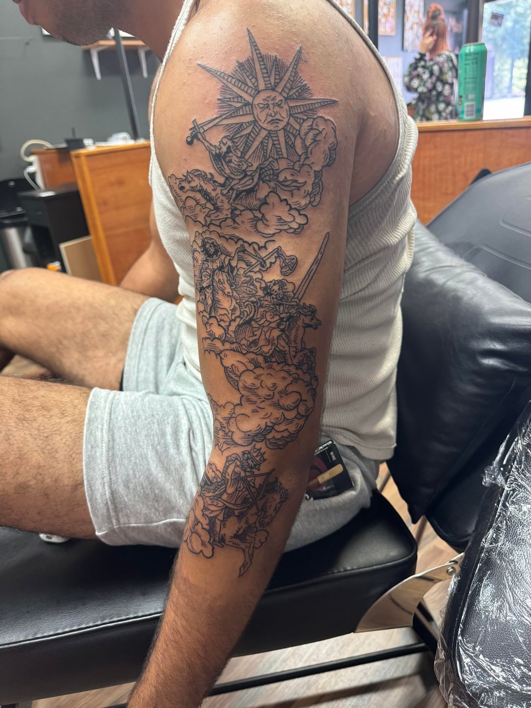 Detailed Celestial Shoulder Tattoo