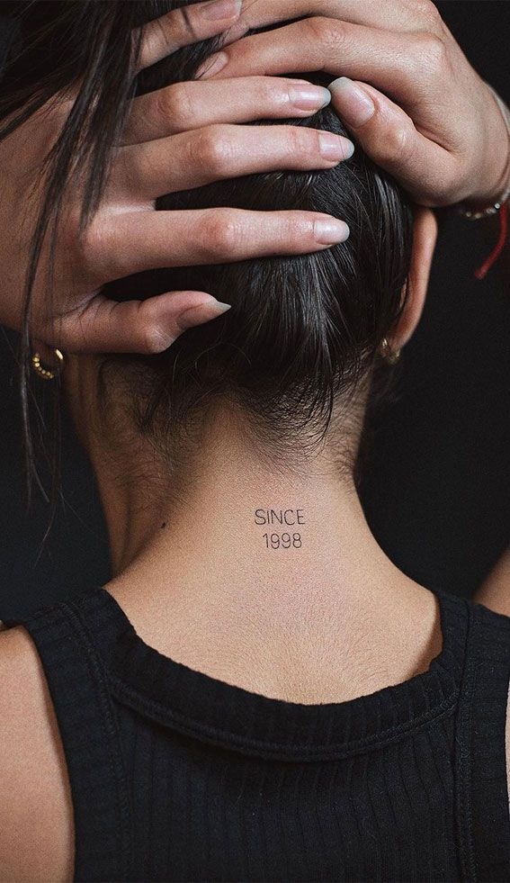 Elegant Tiny Date Neck Tattoos