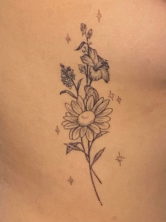 Delicate Floral Ribcage Art