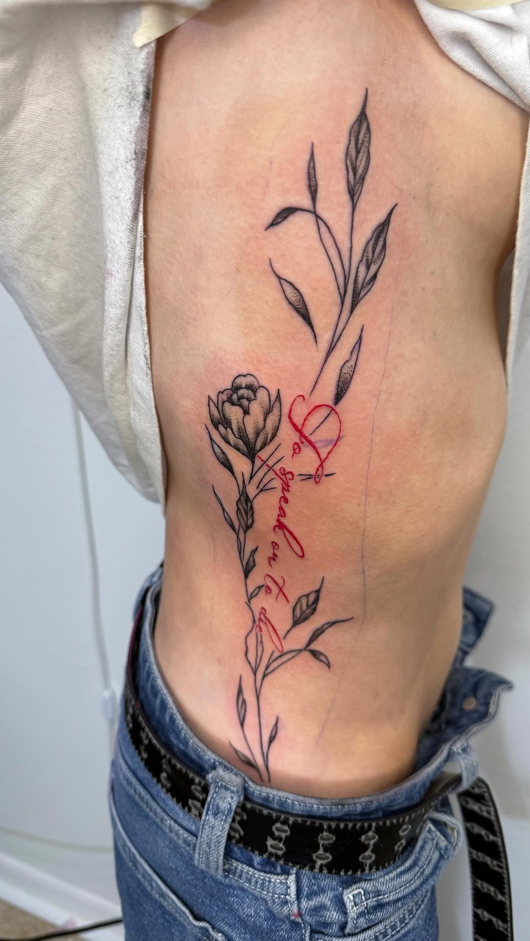 Delicate Botanical Ribcage Ink