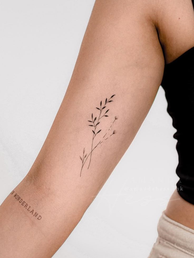 Simple Botanical Branch Tattoo