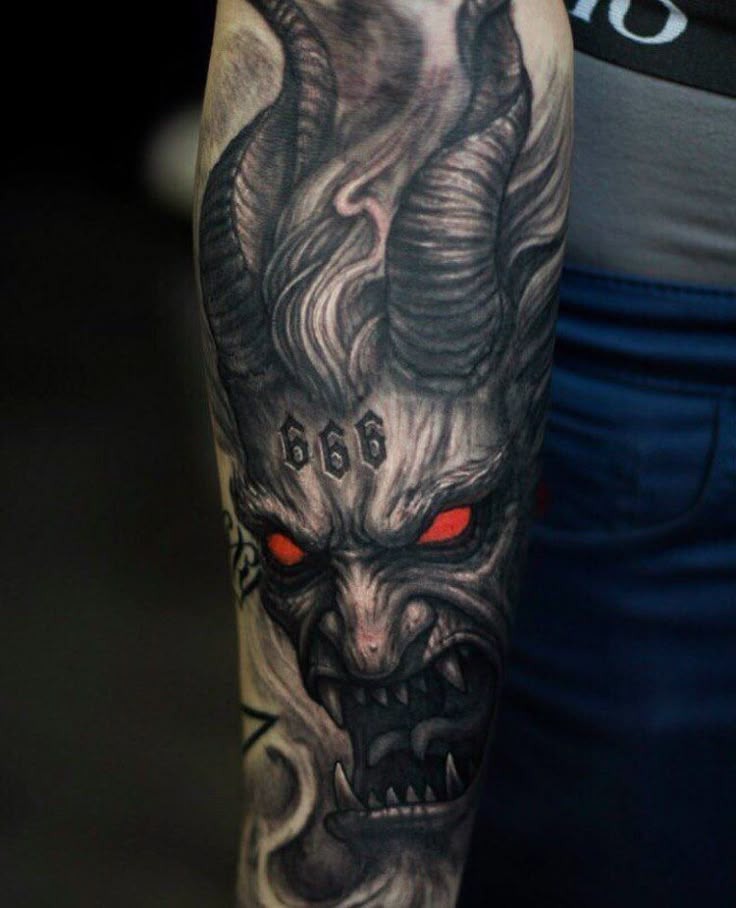 Menacing Demon Portrait Tattoo