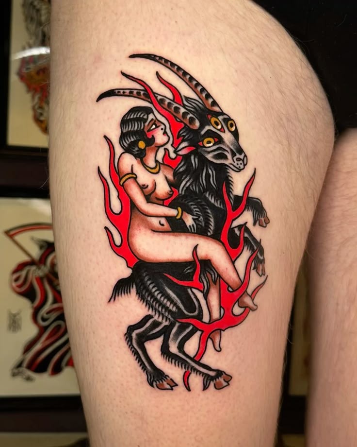 Bold Neo-Traditional Baphomet Ink