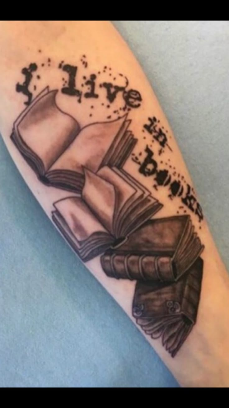 I Live In Books Script Tattoo