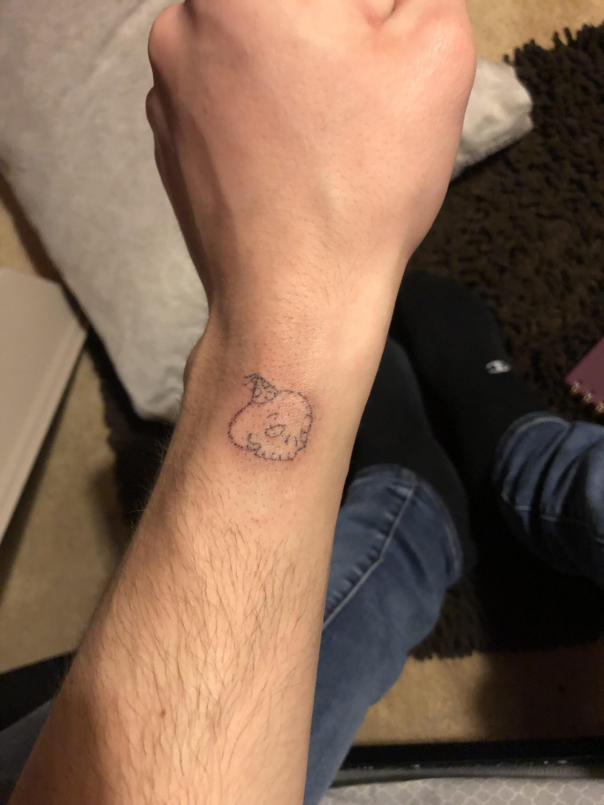 Minimalist Skull Hand-Poked Design