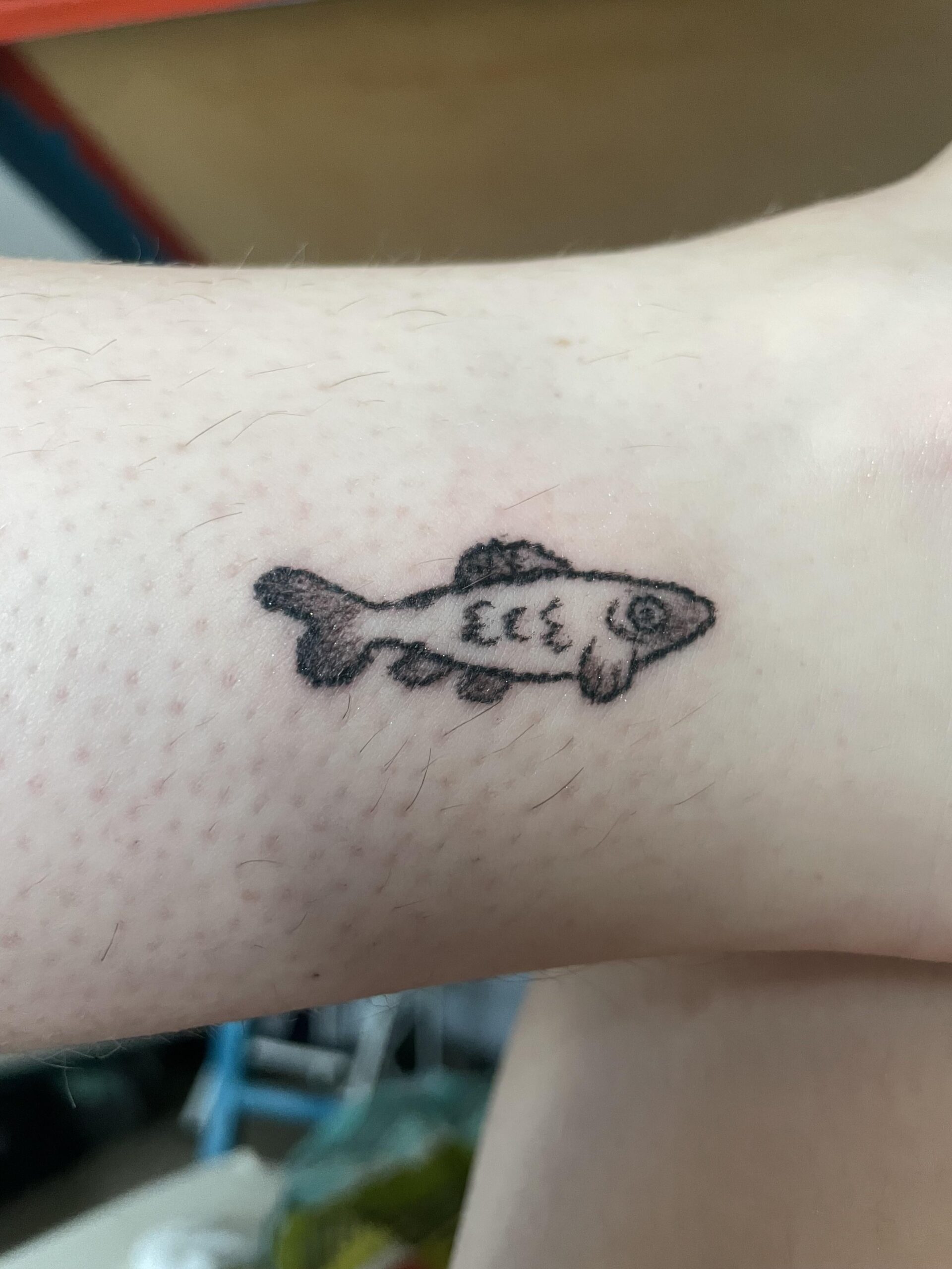Whimsical Hand-Poked Fish Design