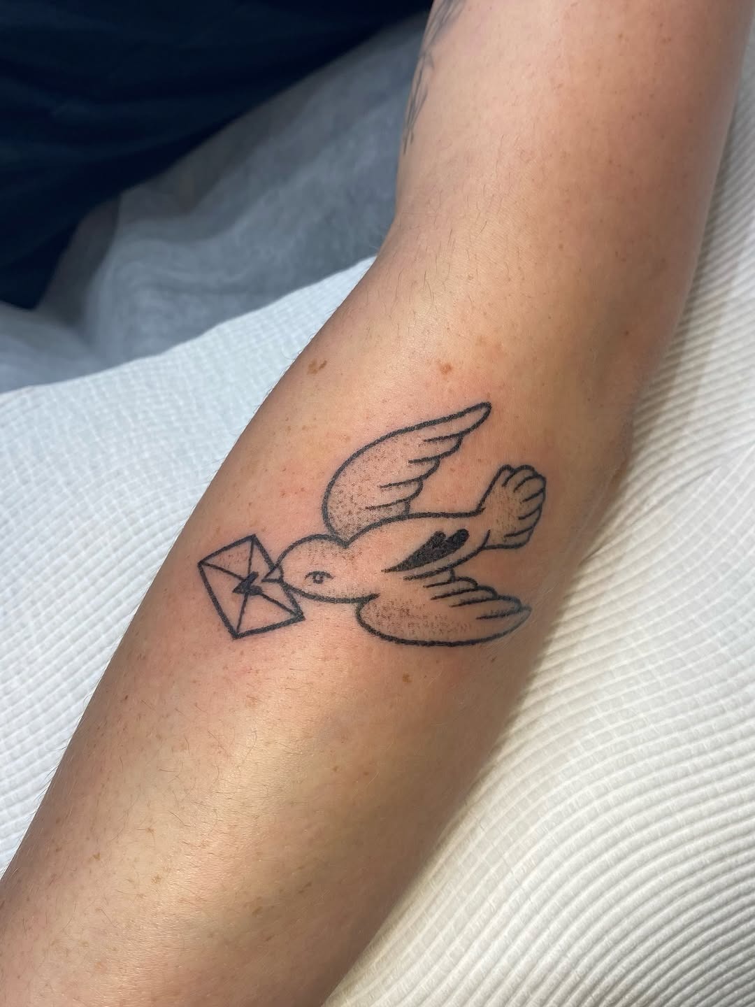 Charming Bird Letter Tattoo
