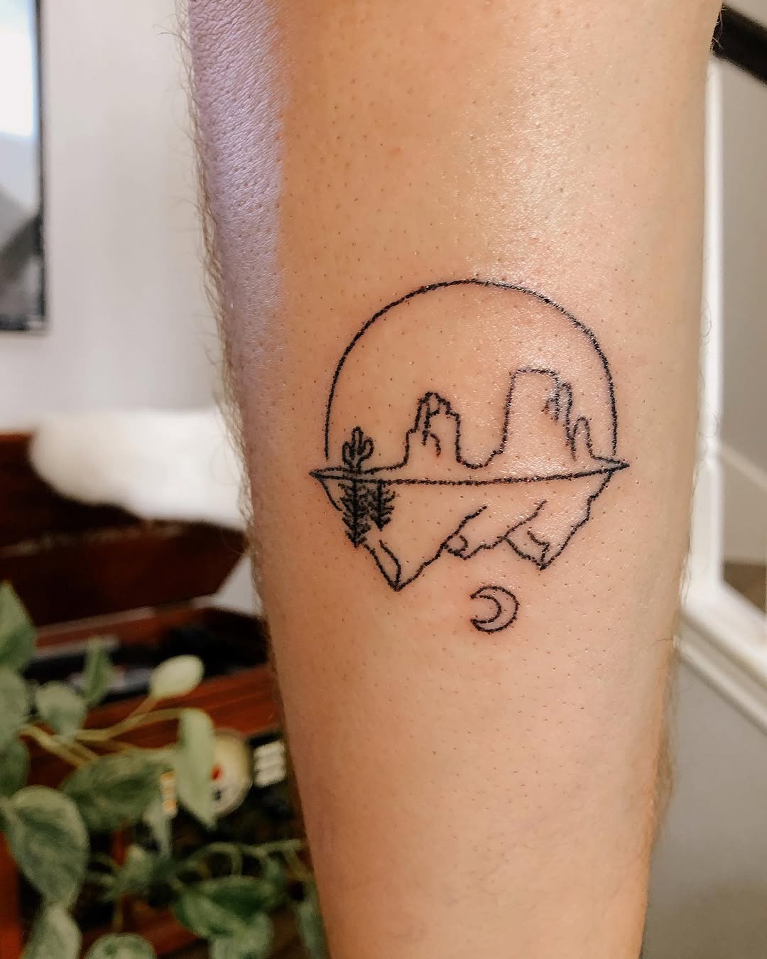 Minimalist Landscape Dotwork Tattoo