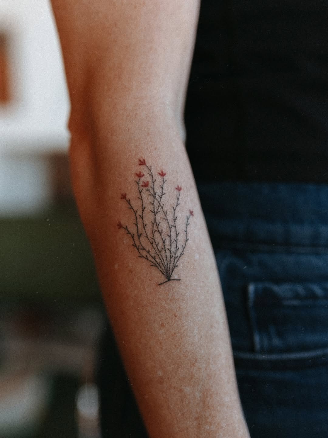 Botanical Fine Line Tattoo