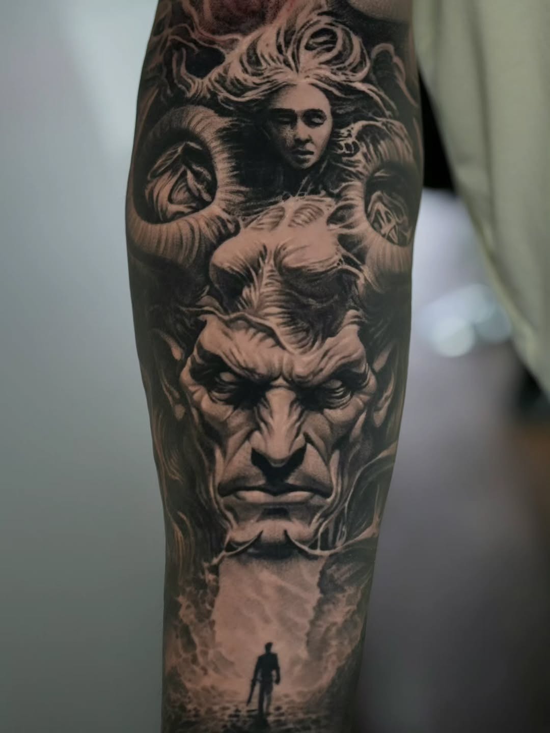 Intricate Demonic Portrait Tattoo