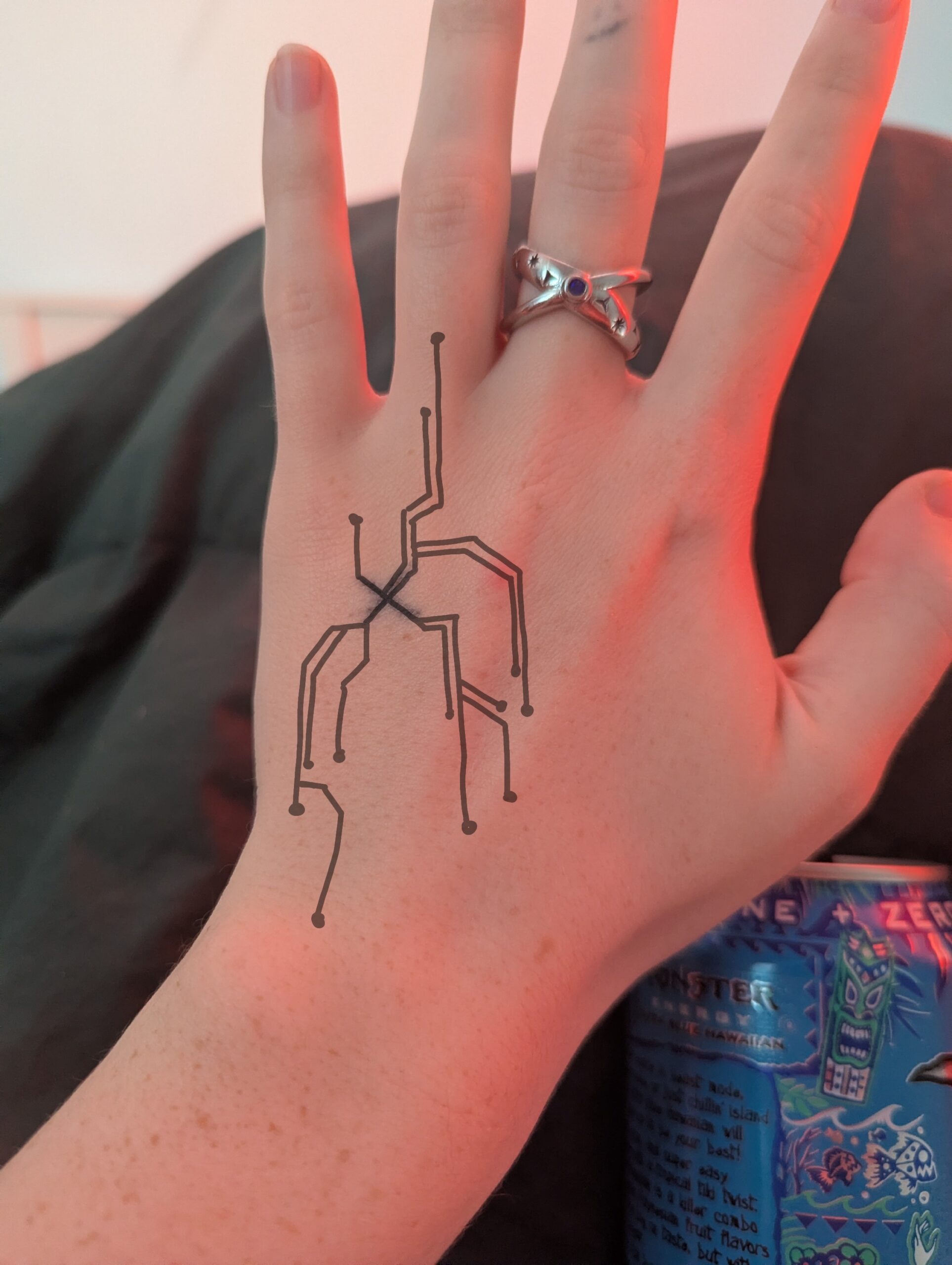 Futuristic Geometric Line Work Tattoo
