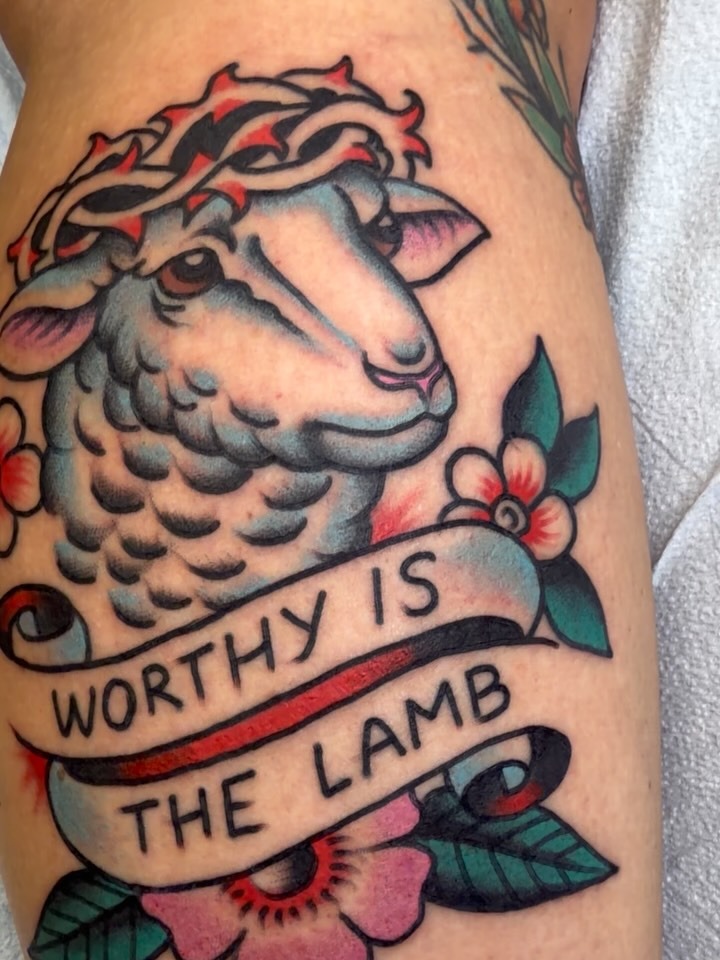 Classic Traditional Lamb Tattoo