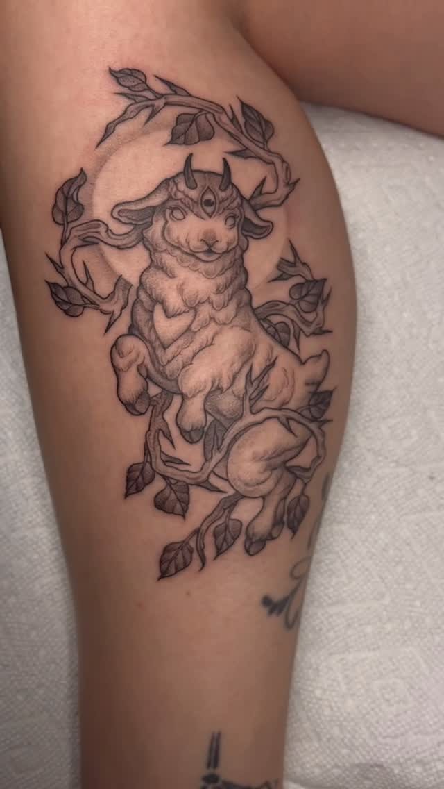 Whimsical Fantasy Lamb Tattoo