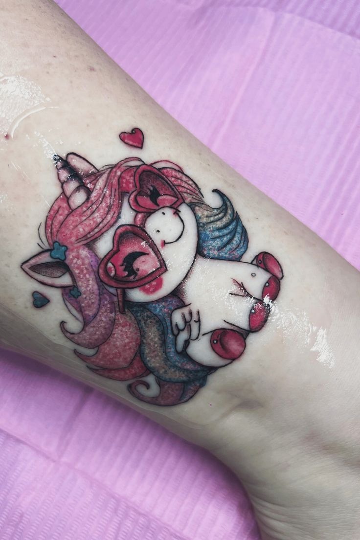 Chibi Style Colorful Unicorn Tattoo