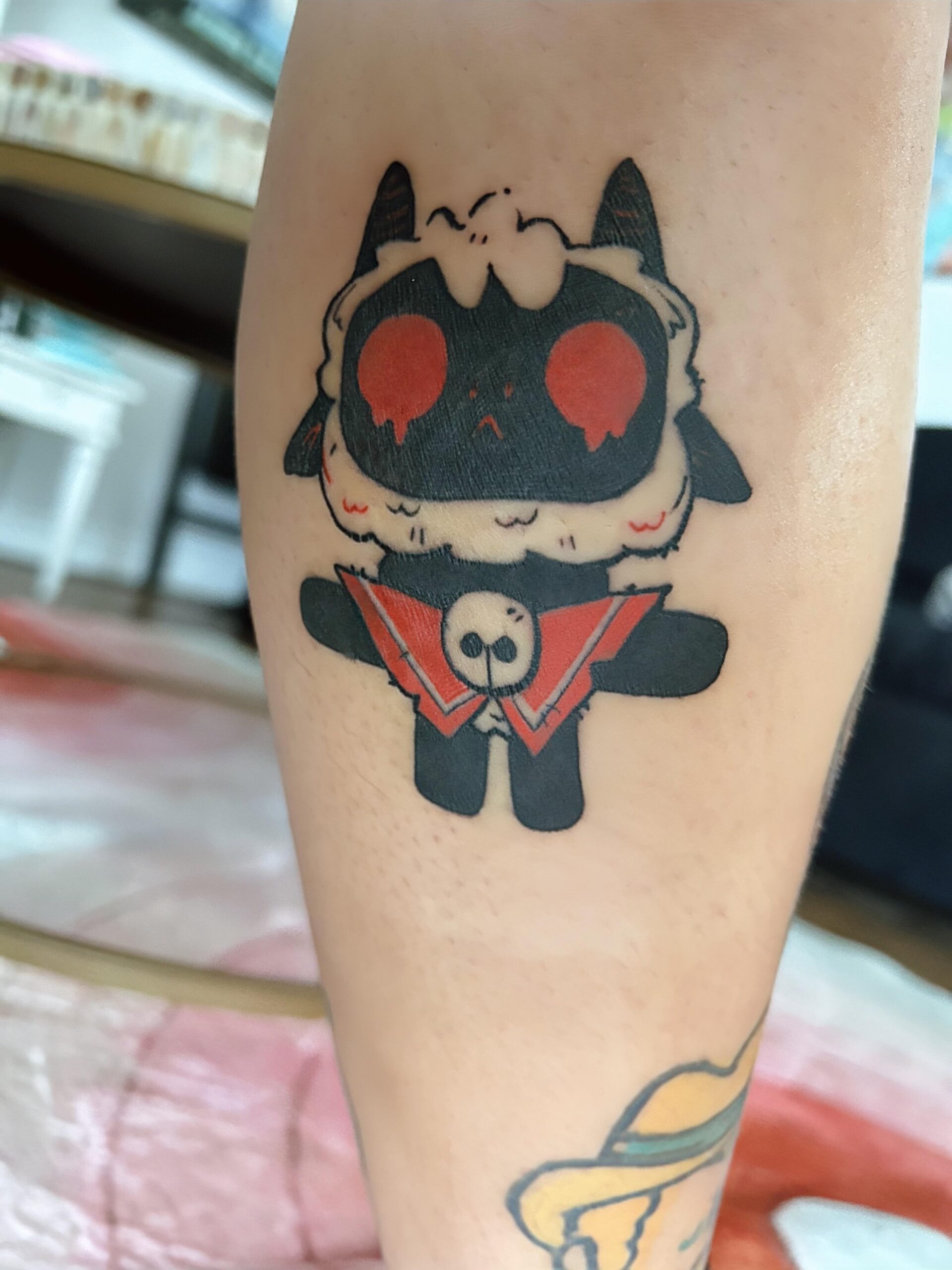 Cute Cartoon Lamb Character Tattoo