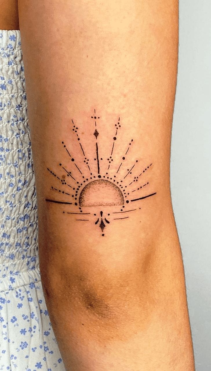Delicate Geometric Sun Rise Tattoo