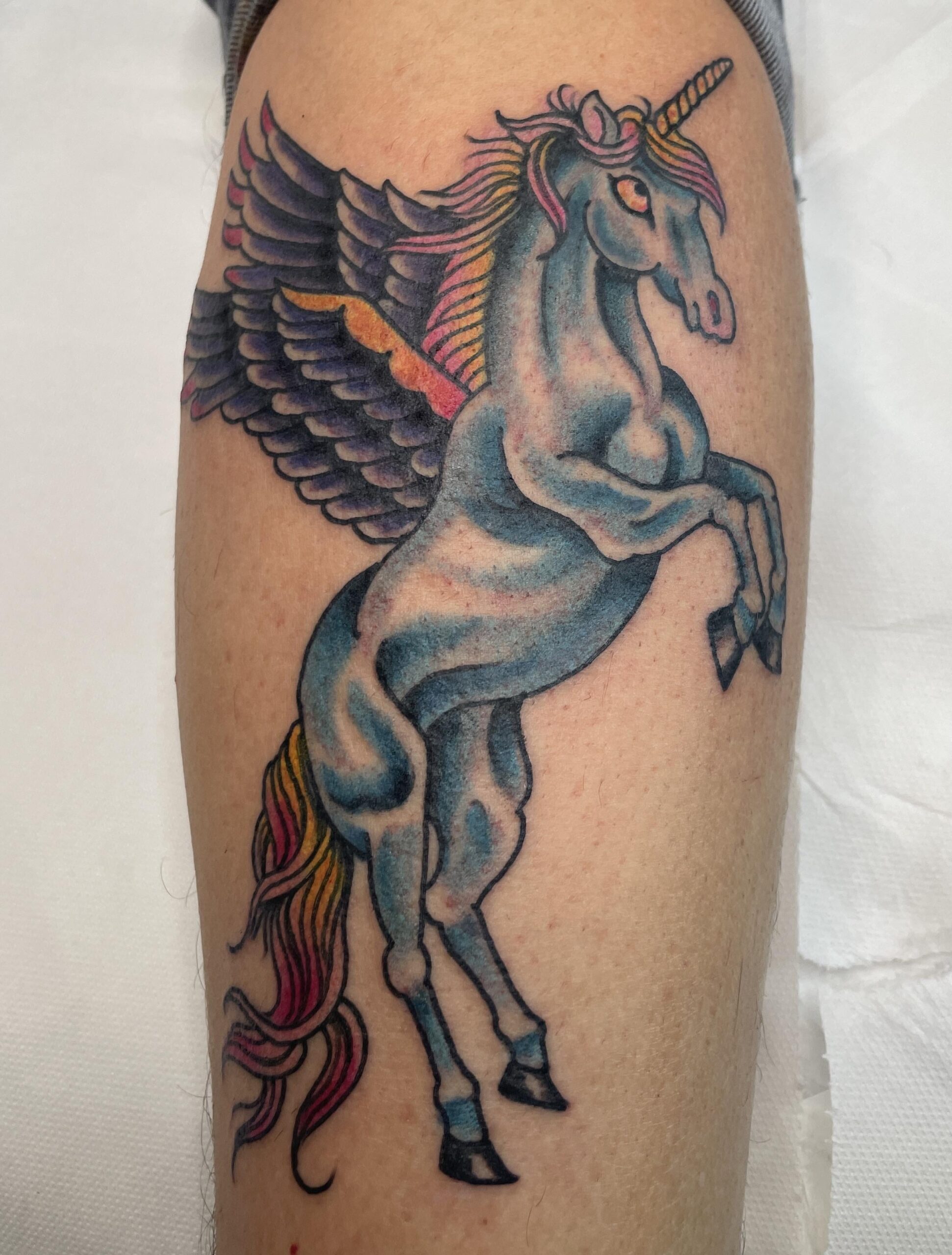Classic Winged Unicorn Tattoo Design