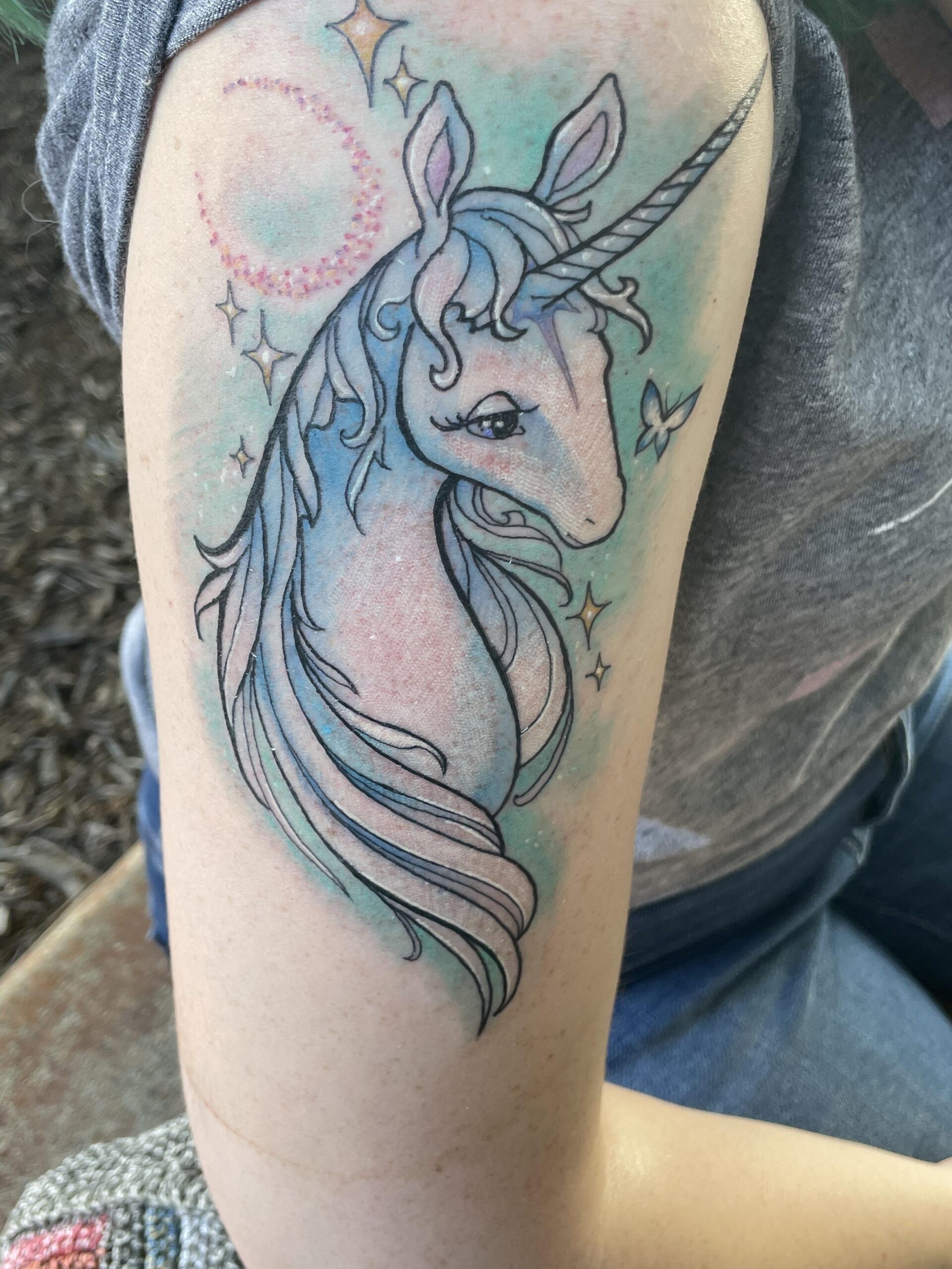 Dreamy Watercolor Unicorn Tattoo