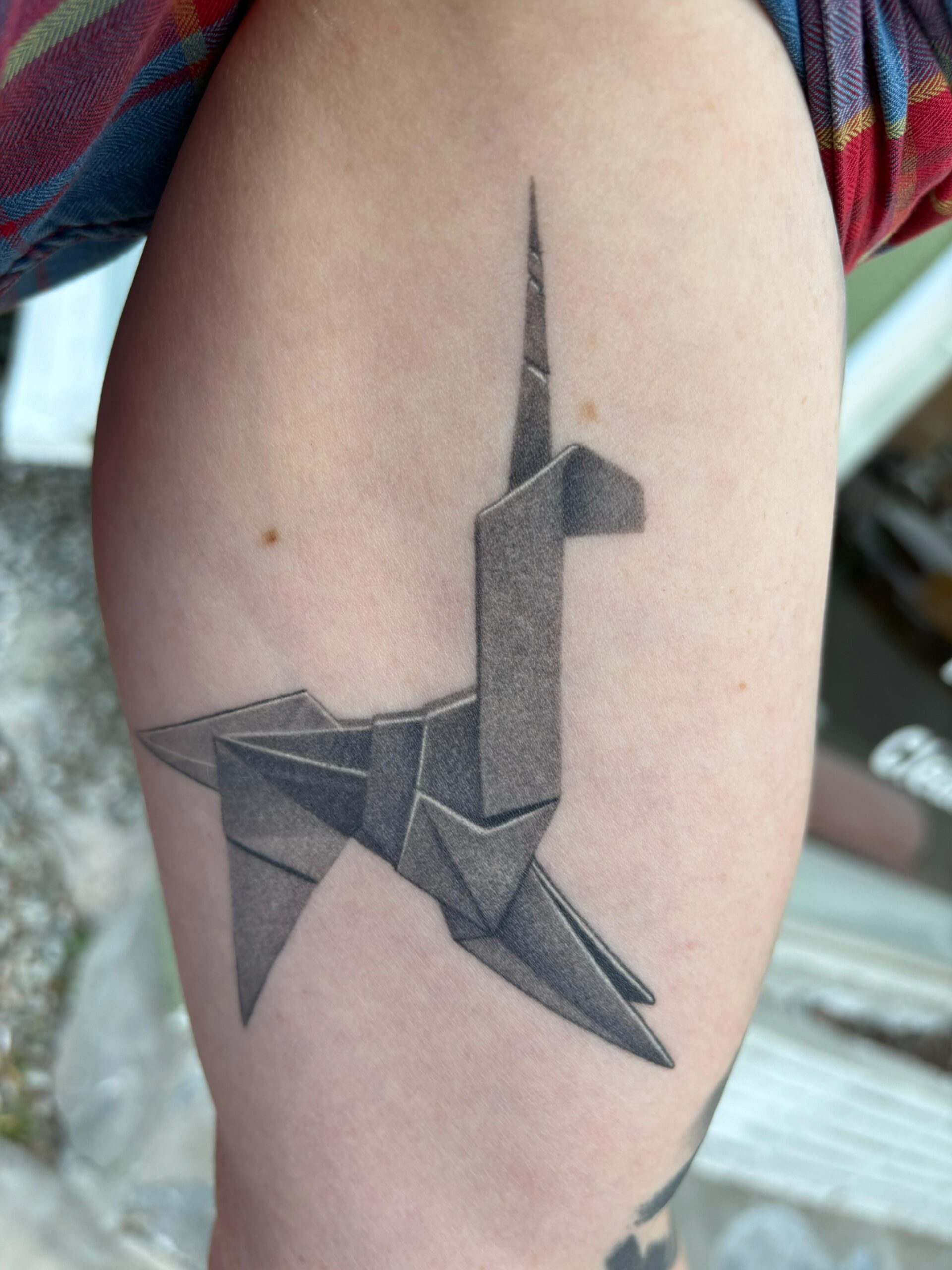 Minimalist Origami Unicorn Tattoo