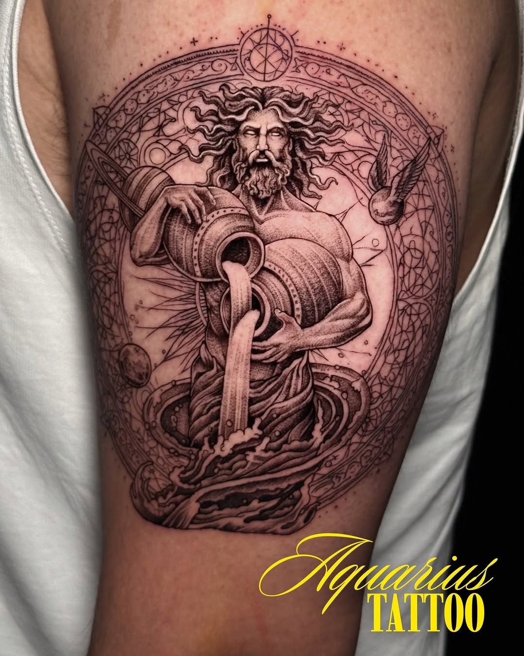 Aquarius Mythology Arm Tattoo