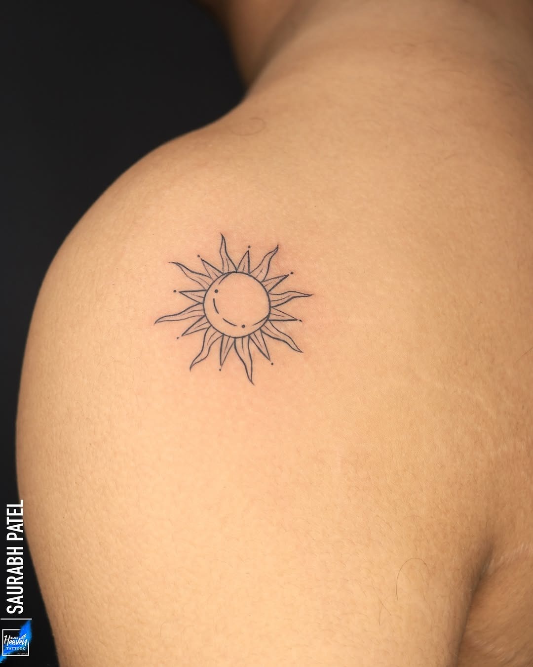 Cute Minimalist Doodled Sun Tattoo
