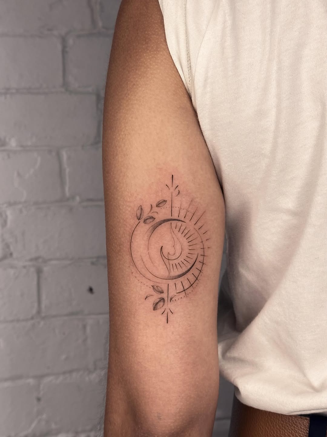 Minimalist Sun Ray Fine Line Tattoo