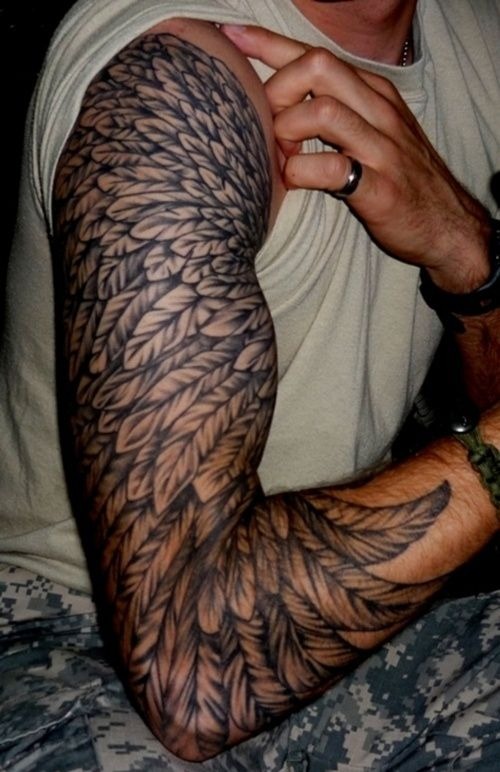 Full Sleeve Wing Arm Tattoo