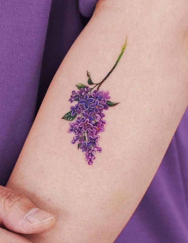 Close-up Lilac Floral Tattoo