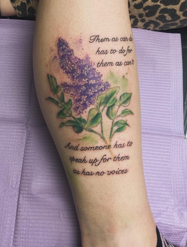Floral tattoo with meaningful quote