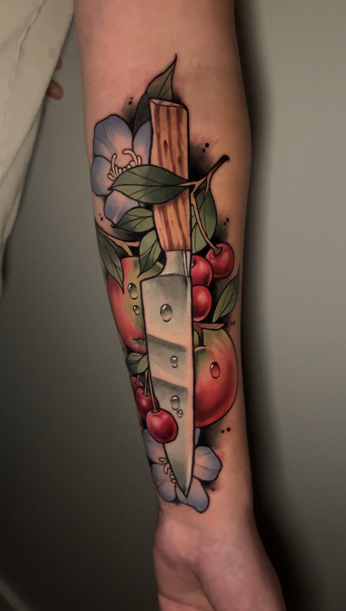Vibrant Culinary Sleeve Tattoos