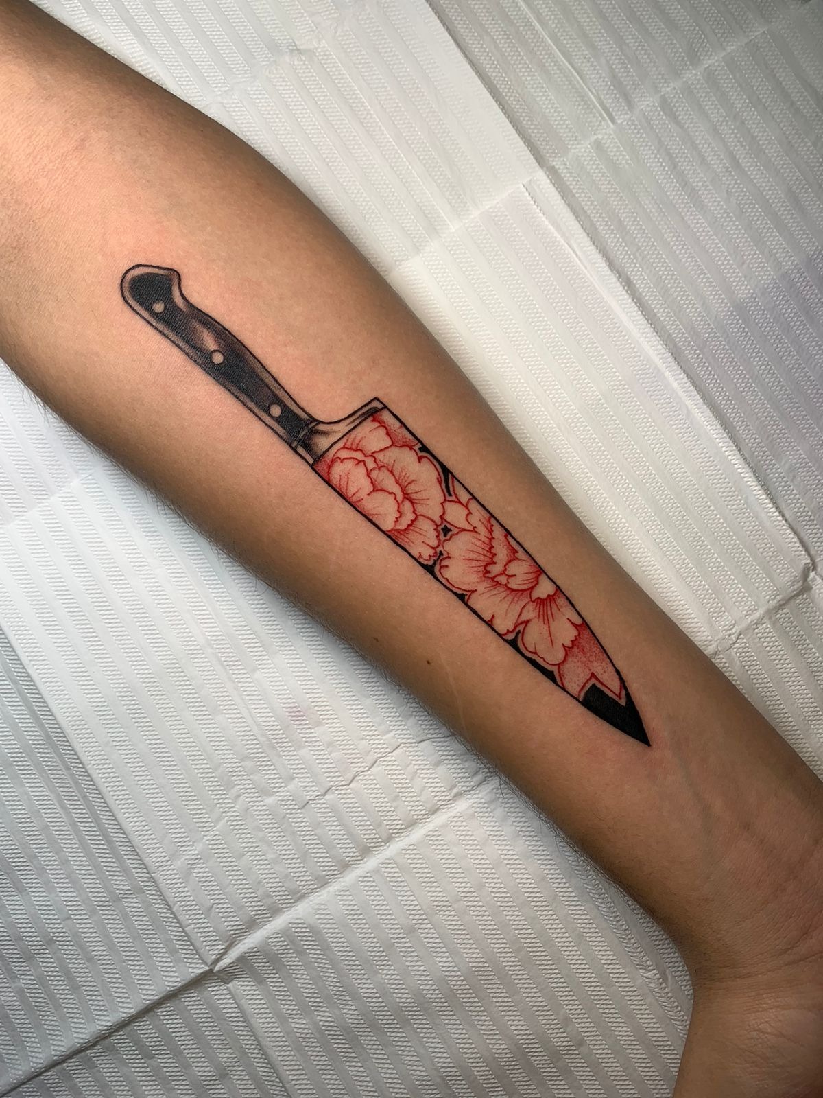 Elegant Chef Knife Tattoo Design