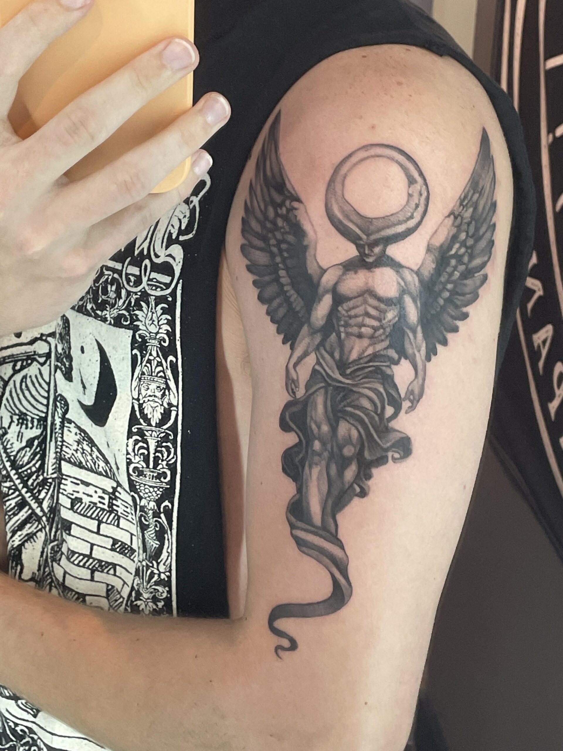Dramatic Angel Wing Tattoo Design