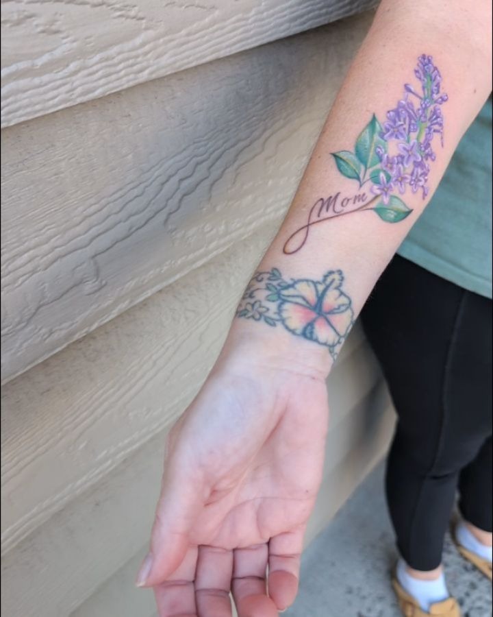 Delicate Lilac Floral Tattoo