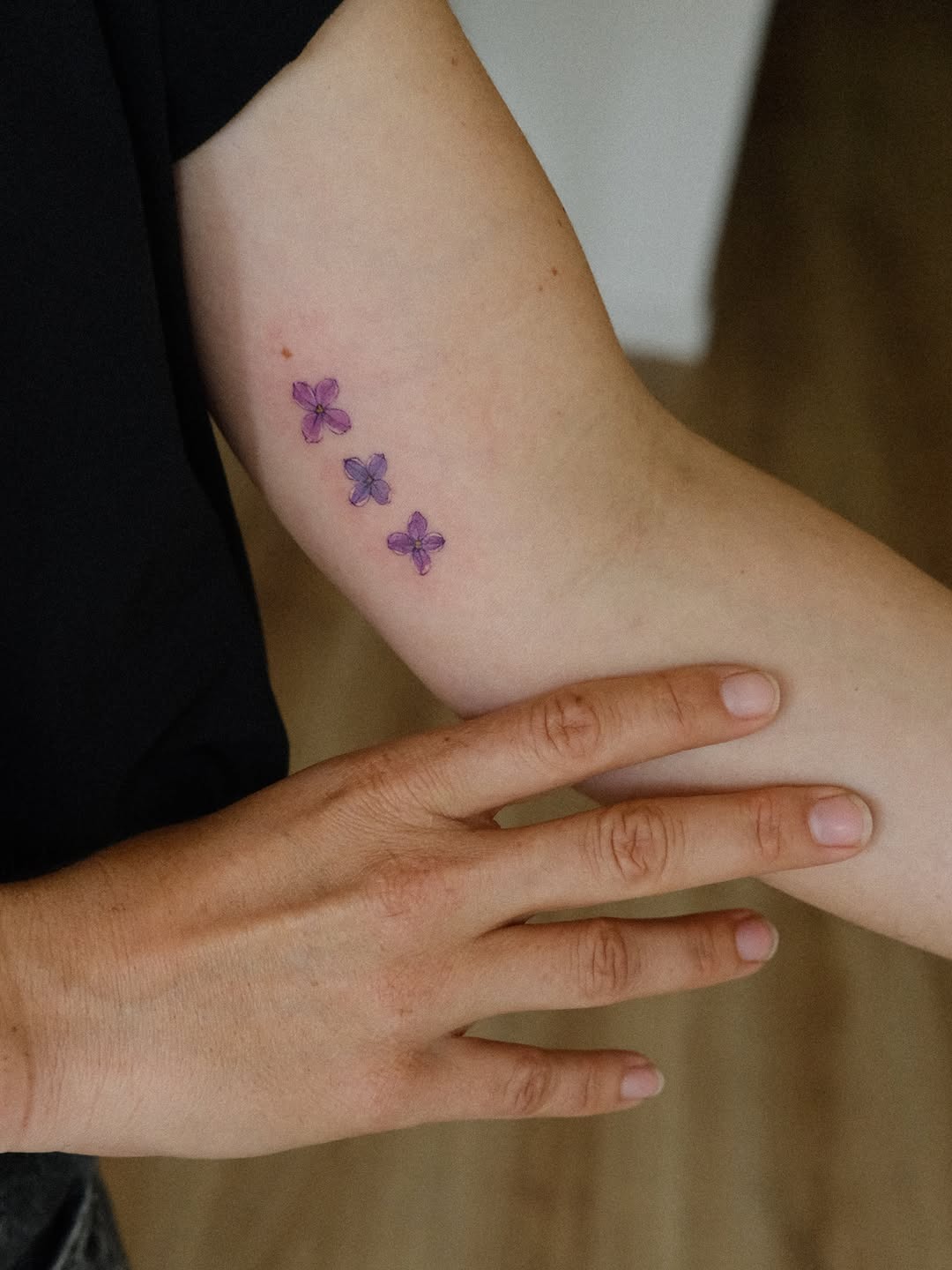 Delicate Mini Lilac Floral Tattoo