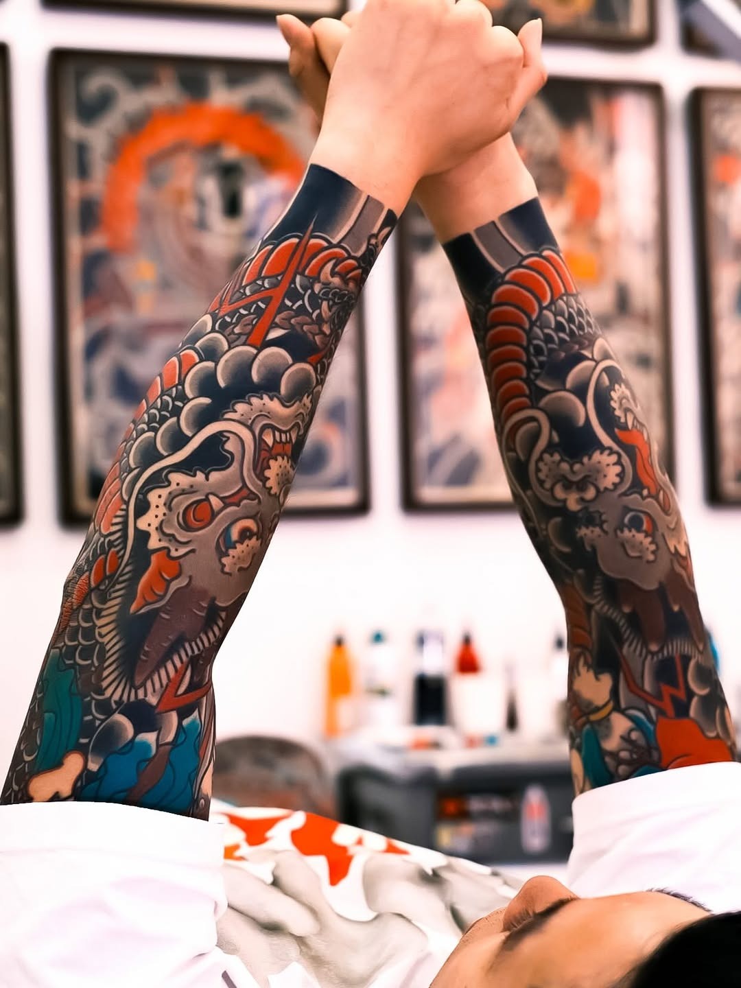 Dynamic Japanese Sleeve Tattoos