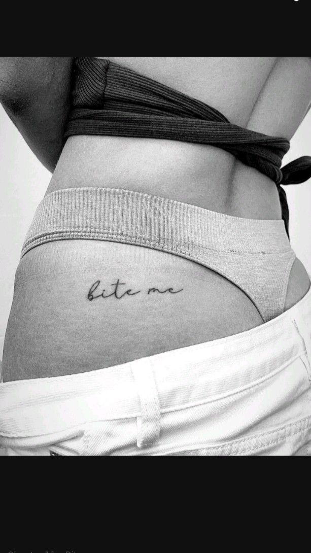Stylish fine-line hip placement tattoo
