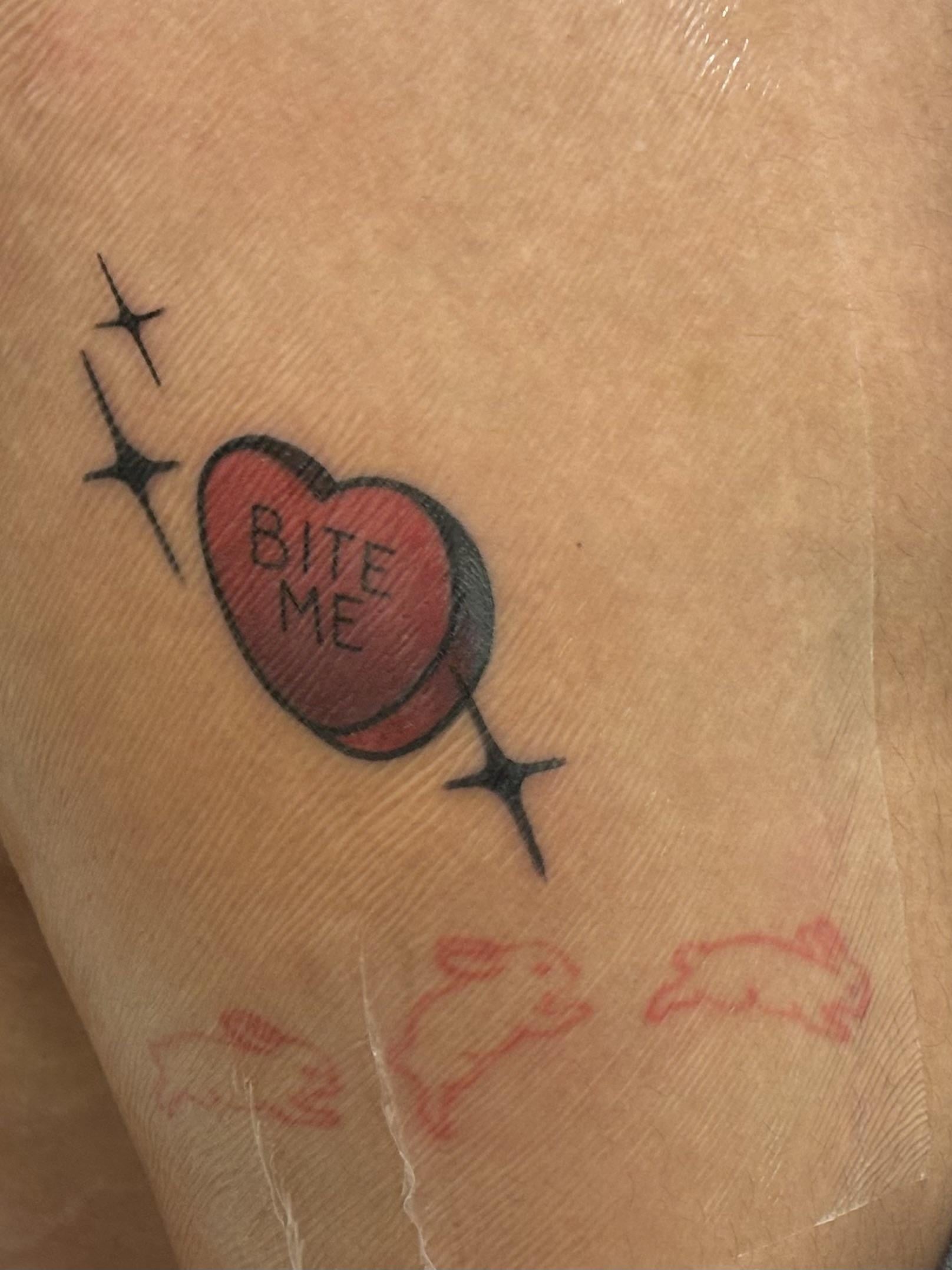 Cute 'Bite Me' Heart Tattoo Design