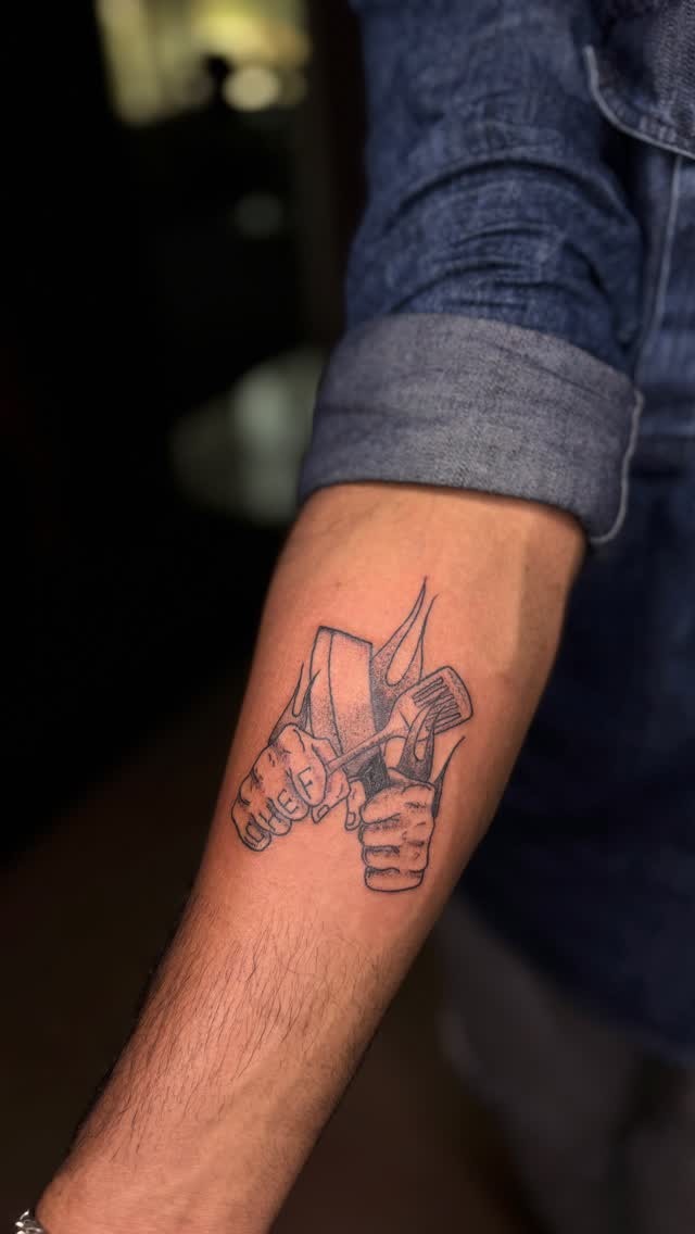 Minimalist Chef Knife Forearm Tattoo