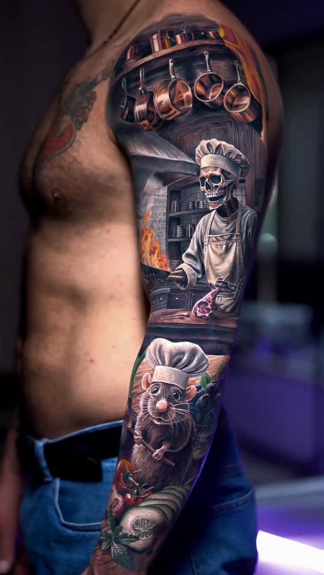 Intricate Culinary Culinary Sleeve Tattoo