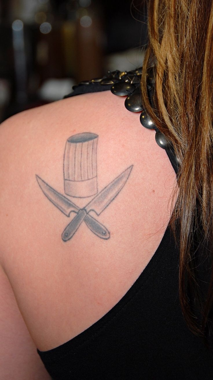 Minimalist Chef Shoulder Tattoo