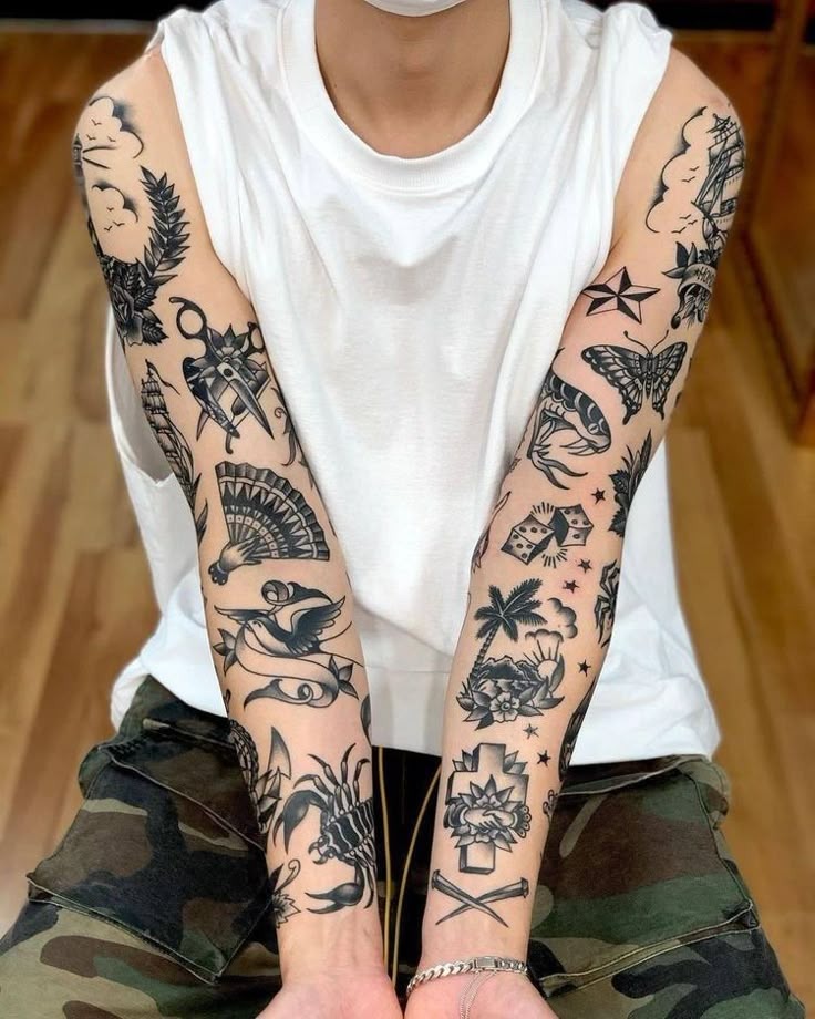 Bold Traditional Tattoo Sleeves