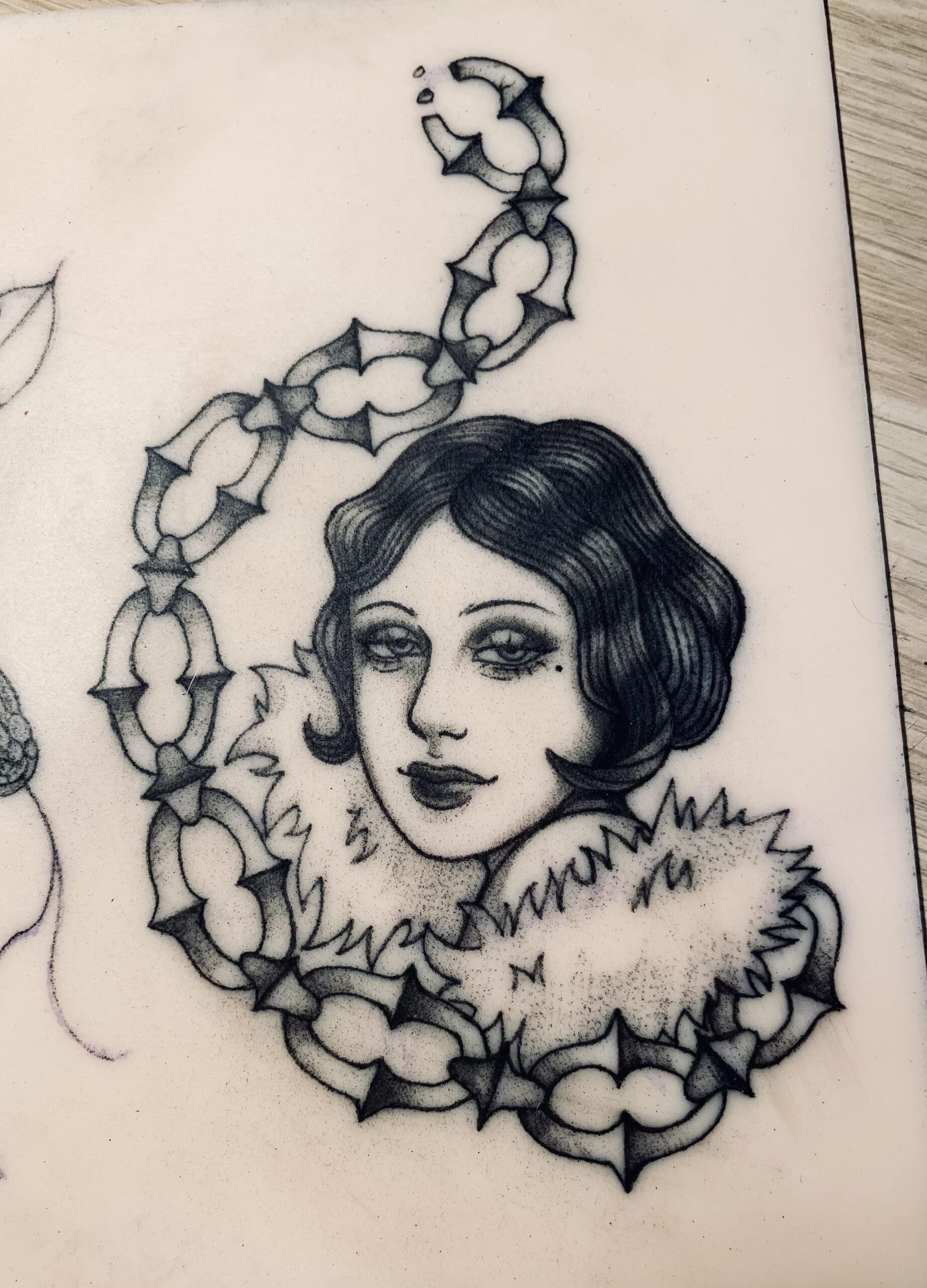 Classic portrait traditional tattoo flash